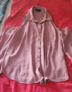 Stylish Cold Shoulder Button-Up Shirt