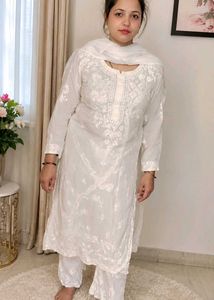 Elegant White Chikankari Kurta Set