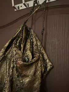 Metallic Gold Ruched One-Shoulder Dress