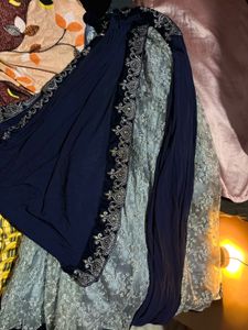 Elegant  Navy blue and grey lehenga choli