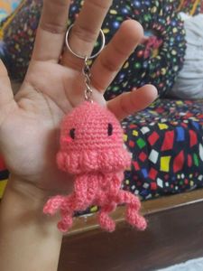 Cute Crochet Jellyfish Keychain