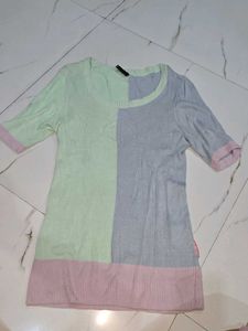 Pastel Color Block Ribbed Top