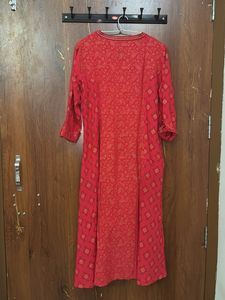 Red Printed Kurta