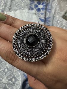 Antique Oxidized Silver Statement Ring