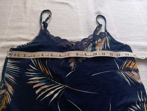 Navy Blue Feather Print Nightdress