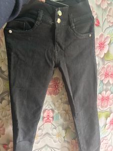 Combo Offer Of Blue Puff Sleeve Top&amp; Black Jeans