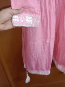 Pink Embroidered Sharara Suit Set