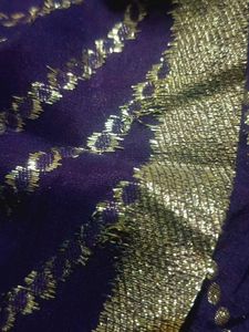 Elegant Purple  5.50 meter material with Gold Stri
