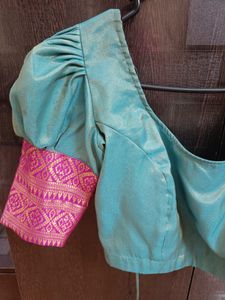 vibrant pink with blue half saree