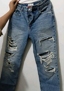 Zara Distressed Blue Denim Jeans