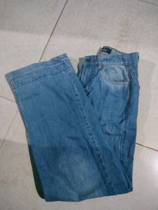 Blue High Waist Straight Fit Denim