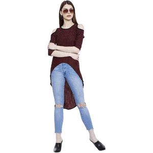 Women's Chic Cold Shoulder Striped Top