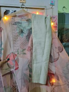 indo era organza kurta cotton set