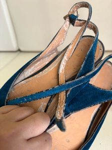 Teal Suede Slingback Flats