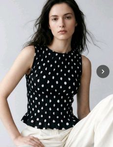 Chic Smocked Polka Dot Sleeveless Top