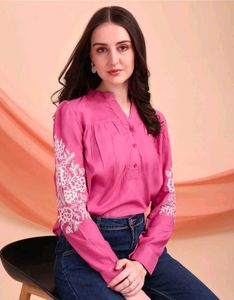 Elegant Pink Embroidered  Top