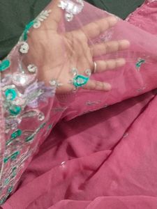 Elegant Pink Embroidered Saree