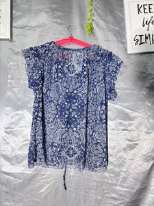 PEPE JEANS Blue Paisley Print Top