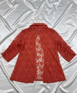 Coral Lace Jacket - Elegant Cover-Up