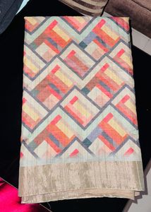 Cotton  Designer Geometric Print Saree