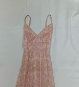 Elegant coquette vintage Pink Lace Slip Dress