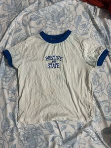 White "Positive State" Ringer Tee
