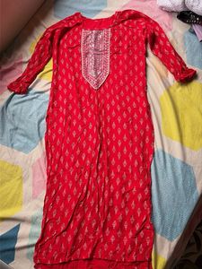 Red Printed Kurta