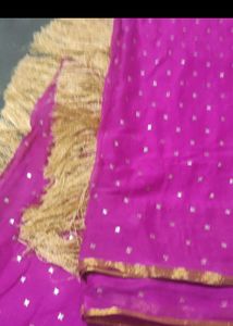 Stunning Pink Saree with Gold Border