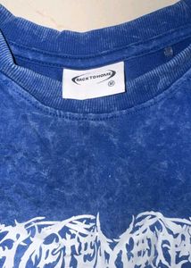 Men's Blue Acid Wash Graphic Long Sleeve Tee