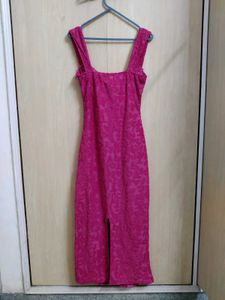 Hot Pink Textured Midi Dress