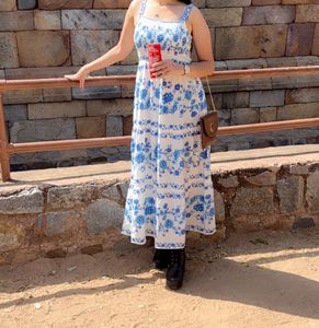Boho Blue Floral Maxi Dress