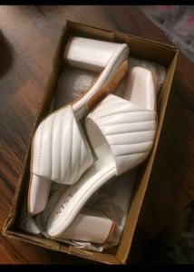 GNIST White Quilted Heeled Mules