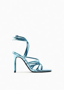 Metallic Blue Strappy Heels
