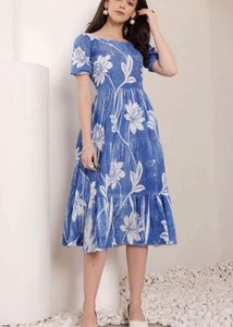 Blue Floral Midi Dress
