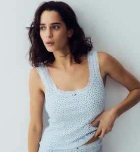 Cute Floral Lace Trim Tank Top