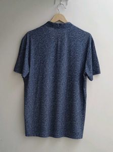 Men's Blue Printed Short Sleeve Shirt