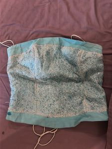 Teal Beaded Tube Top corset
