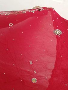 Red Embroidered saree with blouse Set