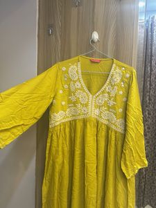 Yellow Embroidered Kurta Dress