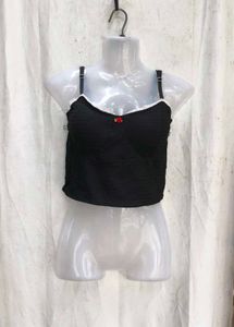I. Black Lace Trim Camisole Top