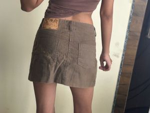 Vintage Brown low waist Mini Skirt