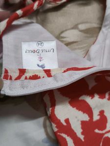 Kid Red &amp; White Printed Ruffle Dress