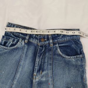 Sassafras Blue Paint Splatter Slouchy Jeans