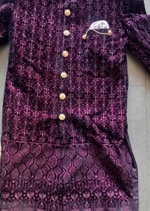 Men's Purple Velvet indowestern set