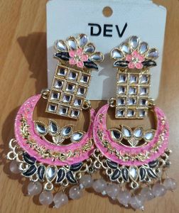 Designer Kundan &amp; Pearl Drop Earrings