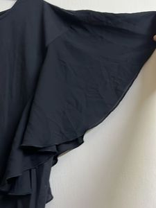 Chic Black Ruffle Sleeve Top