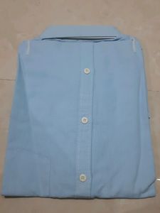 Here&amp;Now Premium Linen Cotton Blue Shirt