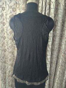 Black Embellished Sleeveless Top