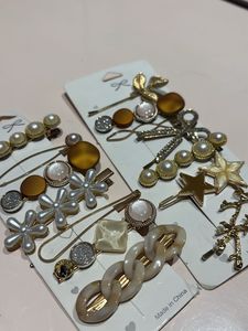 Pearl &amp; Gemstone Hair Clip Set