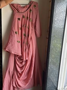 pink drape dress